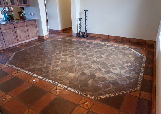 Authentic Saltillo clay floor tile in a sunlit interior